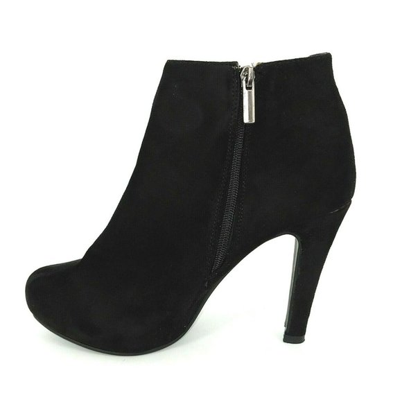 Lane Bryant Womens Faux Suede Platform Ankle Bootie Elastic Ribbing Black 9W - Picture 2 of 11